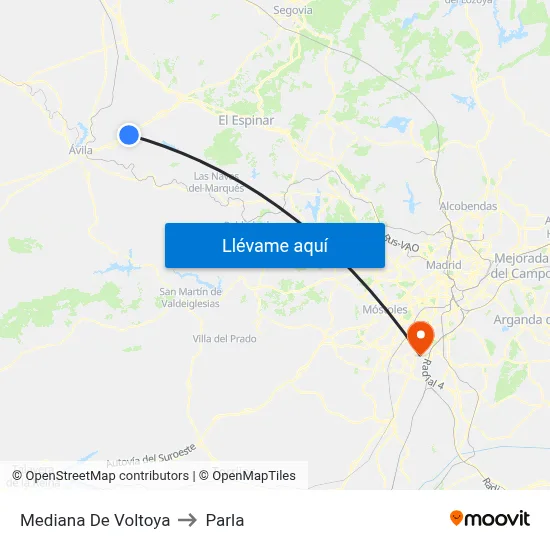 Mediana De Voltoya to Parla map