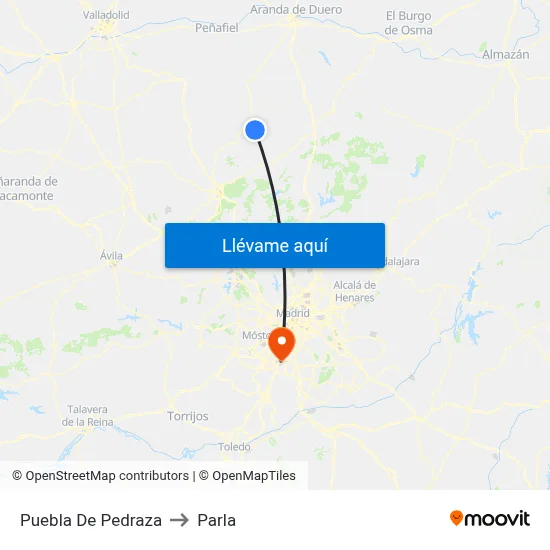 Puebla De Pedraza to Parla map
