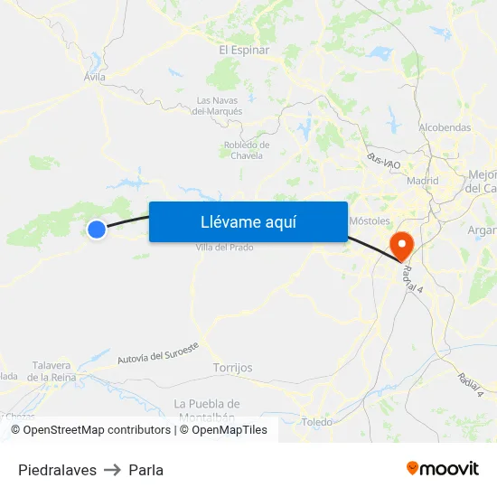 Piedralaves to Parla map