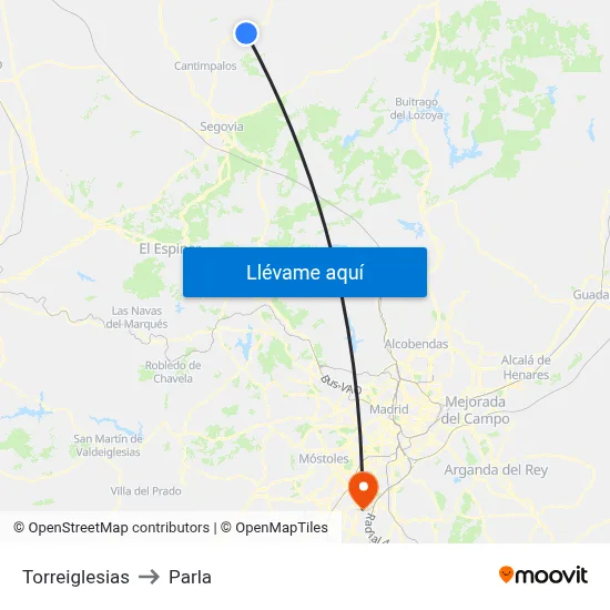 Torreiglesias to Parla map
