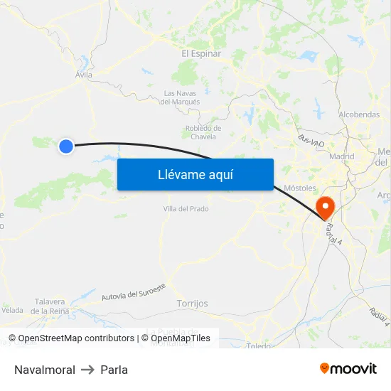 Navalmoral to Parla map