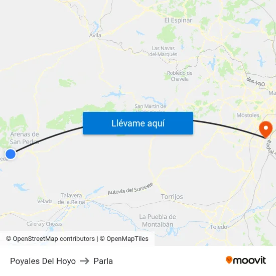 Poyales Del Hoyo to Parla map