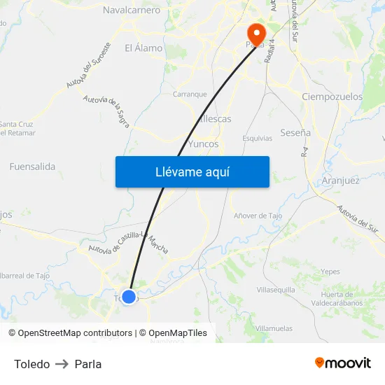 Toledo to Parla map