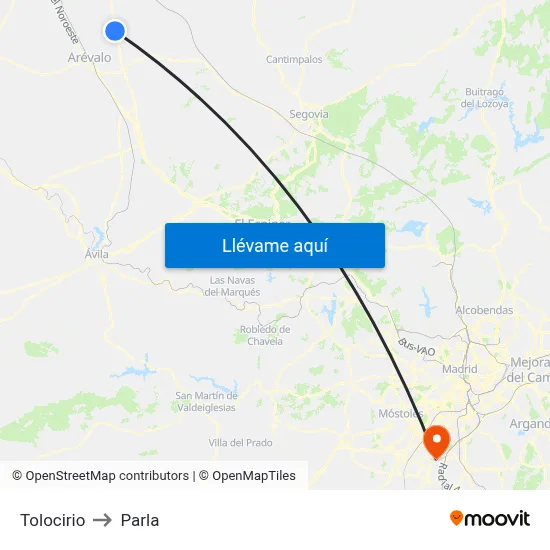 Tolocirio to Parla map