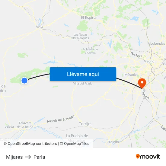 Mijares to Parla map
