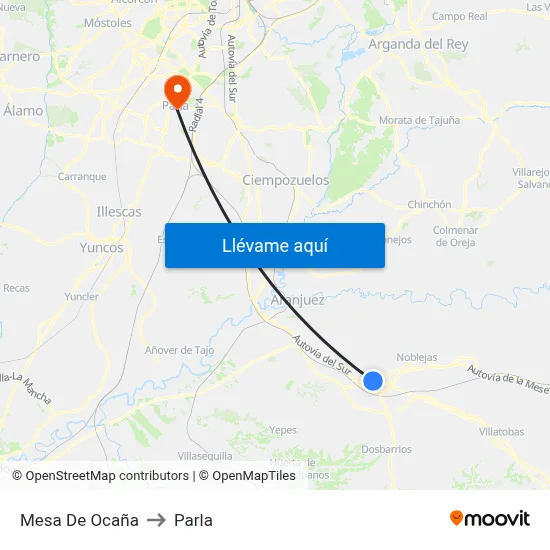 Mesa De Ocaña to Parla map