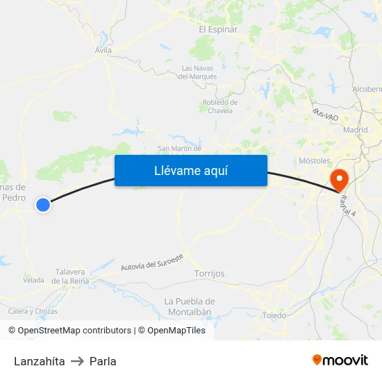 Lanzahíta to Parla map