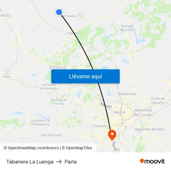 Tabanera La Luenga to Parla map