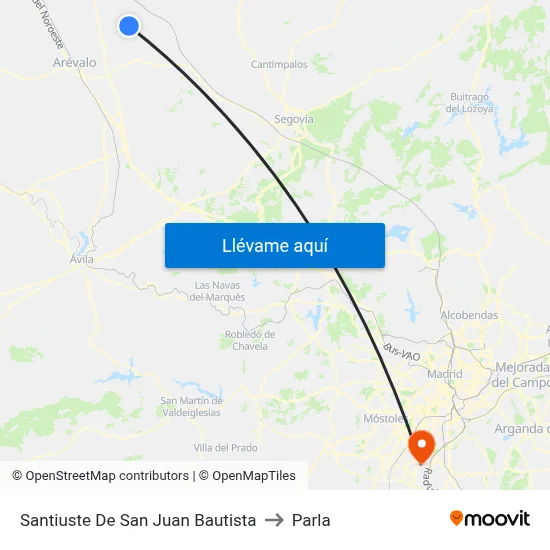 Santiuste De San Juan Bautista to Parla map