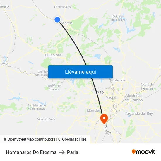Hontanares De Eresma to Parla map