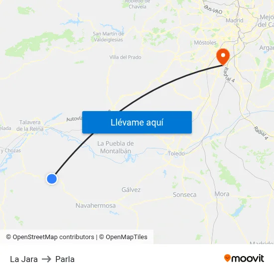 La Jara to Parla map