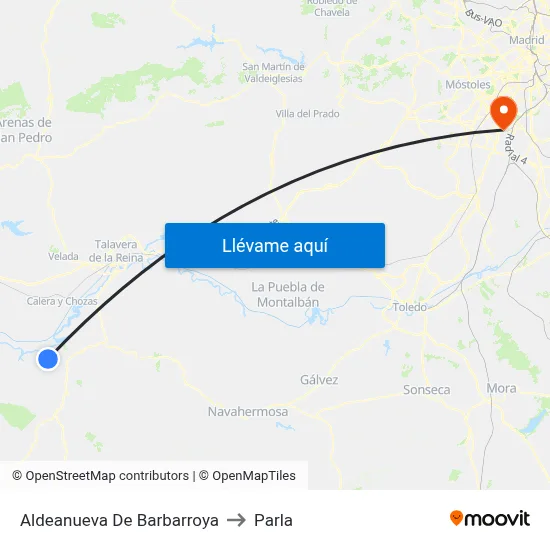 Aldeanueva De Barbarroya to Parla map