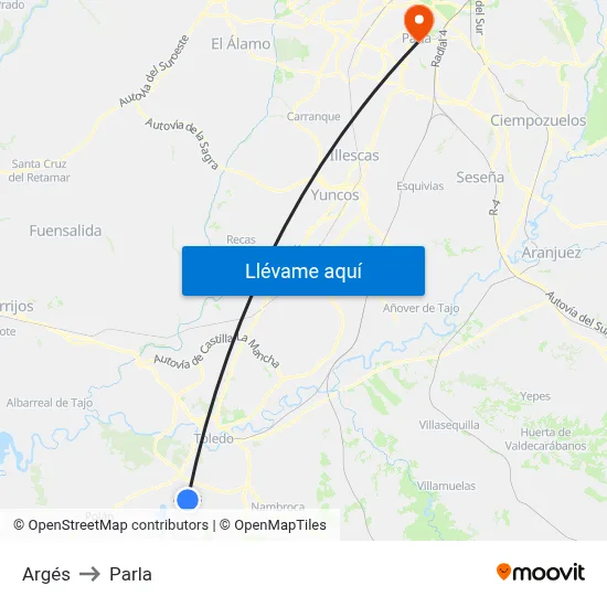 Argés to Parla map