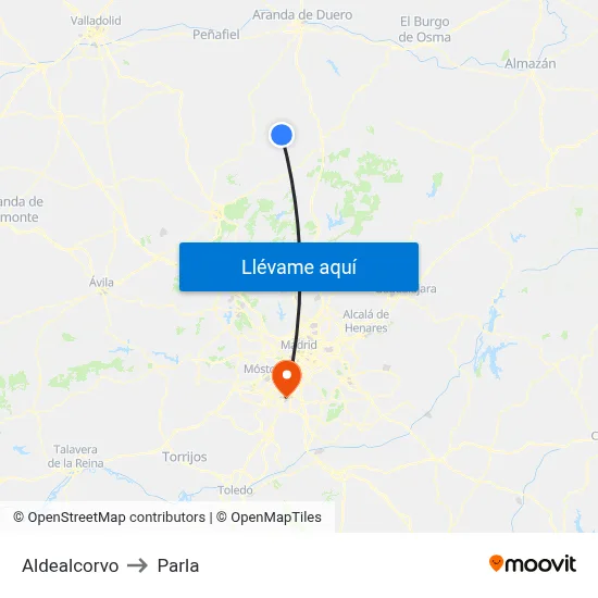 Aldealcorvo to Parla map