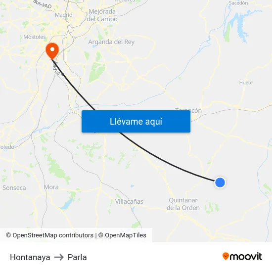 Hontanaya to Parla map