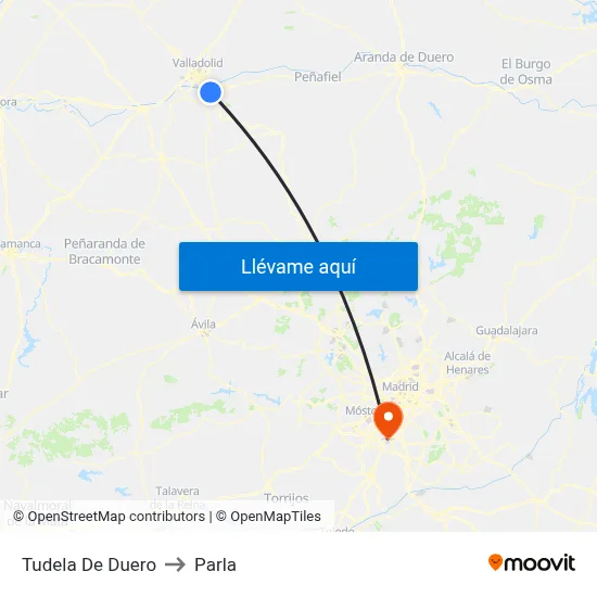Tudela De Duero to Parla map