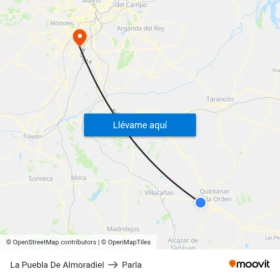 La Puebla De Almoradiel to Parla map