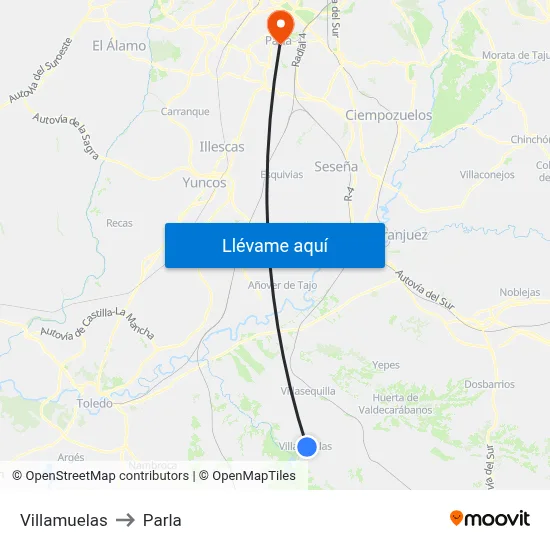 Villamuelas to Parla map