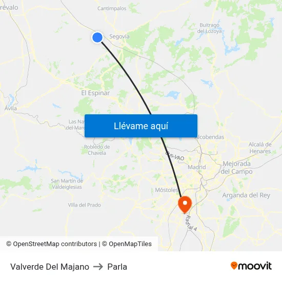Valverde Del Majano to Parla map