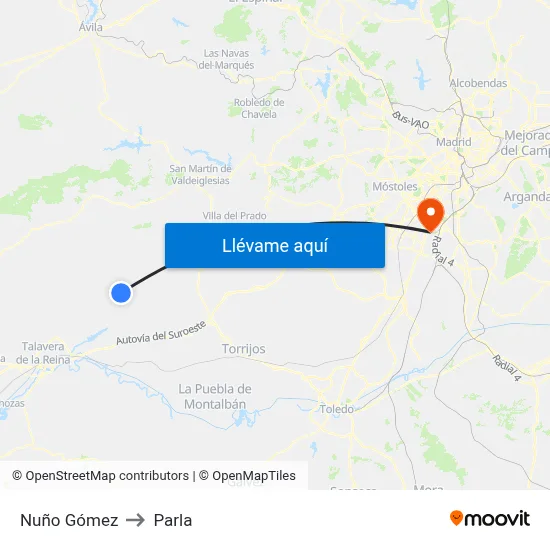 Nuño Gómez to Parla map
