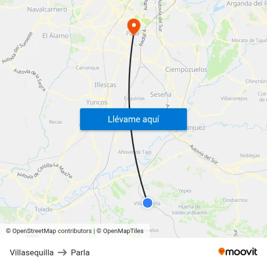 Villasequilla to Parla map
