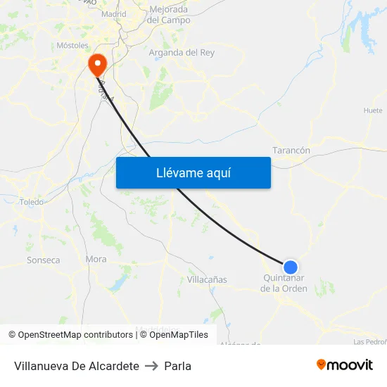 Villanueva De Alcardete to Parla map