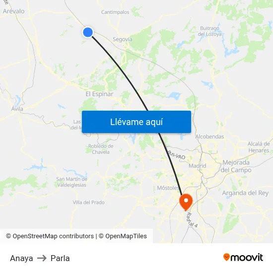 Anaya to Parla map