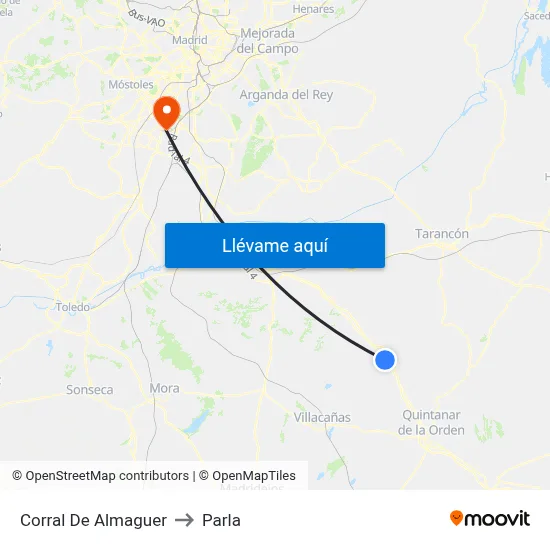 Corral De Almaguer to Parla map