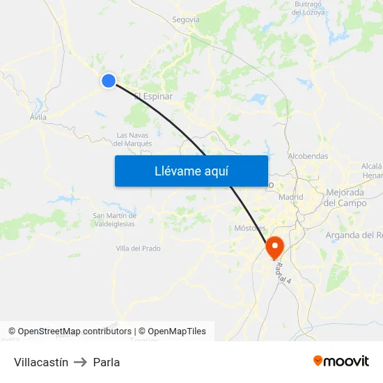 Villacastín to Parla map