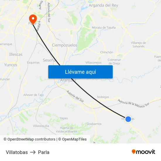 Villatobas to Parla map