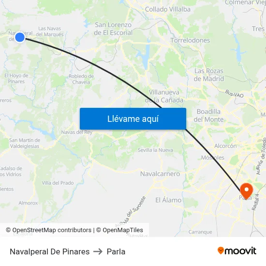 Navalperal De Pinares to Parla map