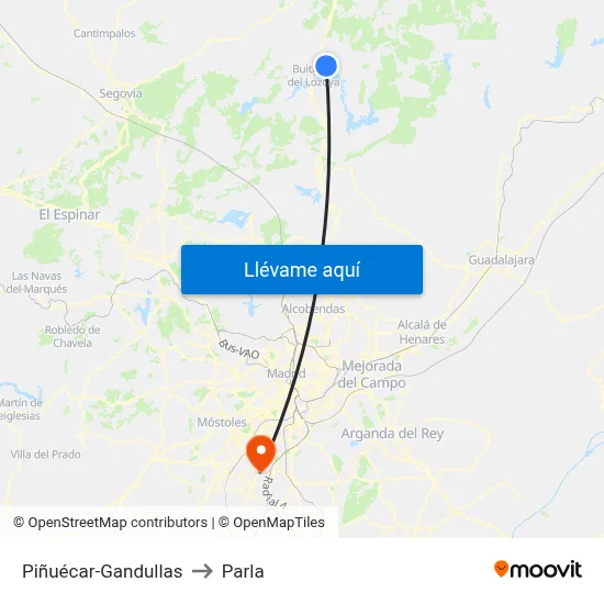 Piñuécar-Gandullas to Parla map