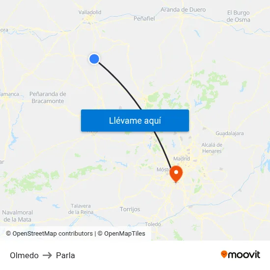 Olmedo to Parla map