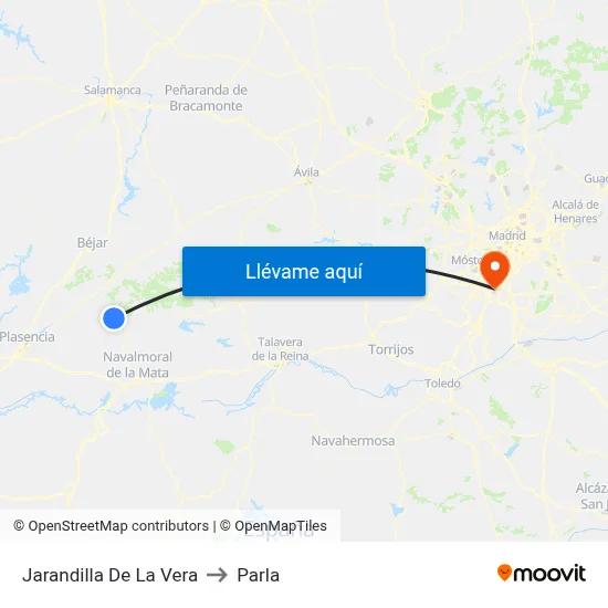Jarandilla De La Vera to Parla map
