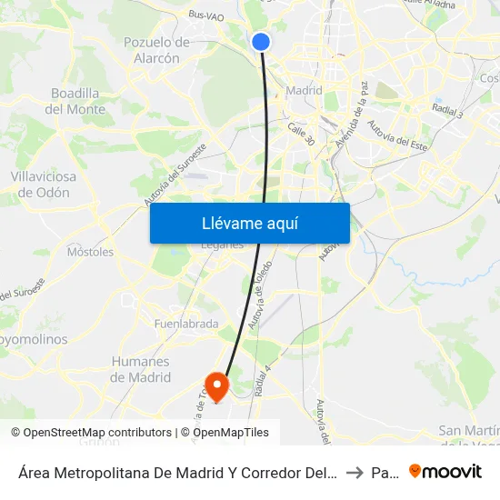 Área Metropolitana De Madrid Y Corredor Del Henares to Parla map