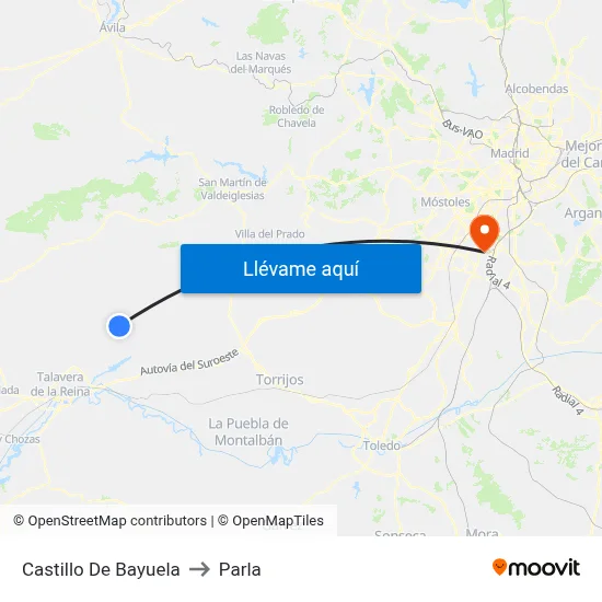 Castillo De Bayuela to Parla map