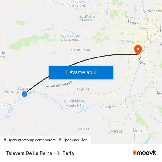 Talavera De La Reina to Parla map