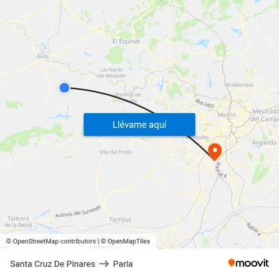 Santa Cruz De Pinares to Parla map