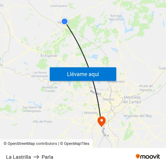 La Lastrilla to Parla map