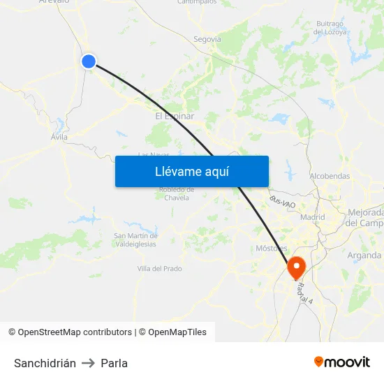 Sanchidrián to Parla map