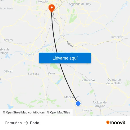Camuñas to Parla map
