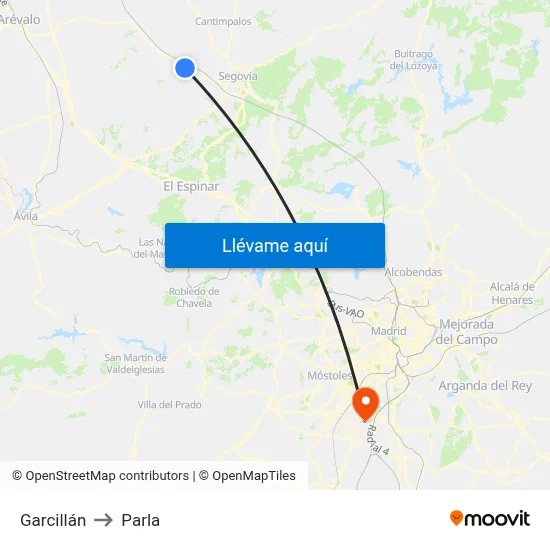 Garcillán to Parla map