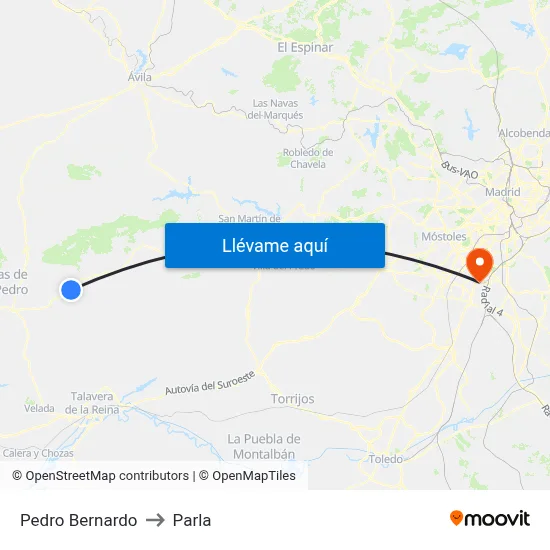 Pedro Bernardo to Parla map