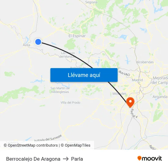 Berrocalejo De Aragona to Parla map