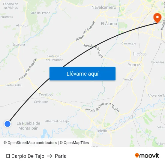 El Carpio De Tajo to Parla map