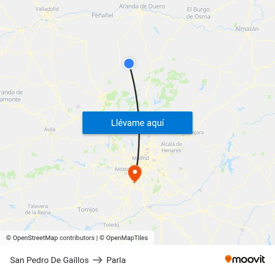 San Pedro De Gaíllos to Parla map