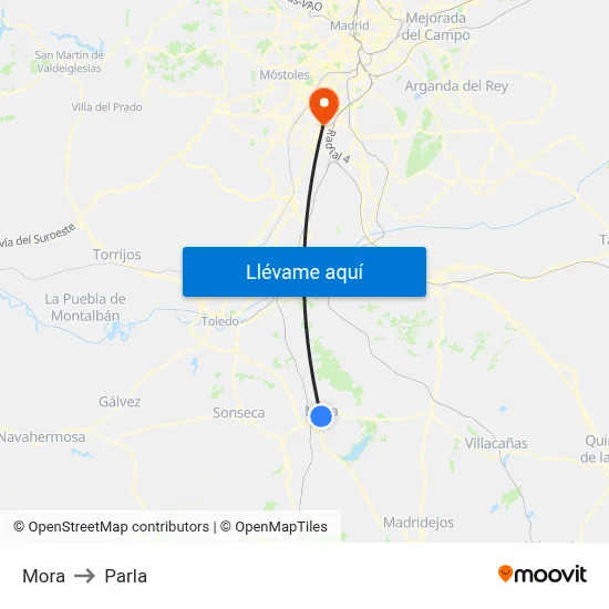 Mora to Parla map