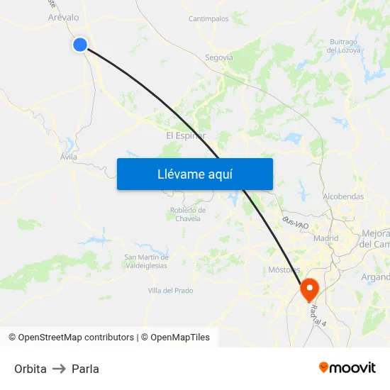 Orbita to Parla map
