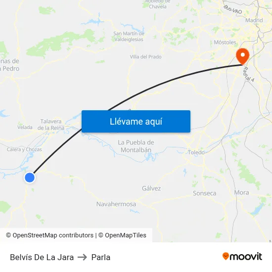 Belvís De La Jara to Parla map