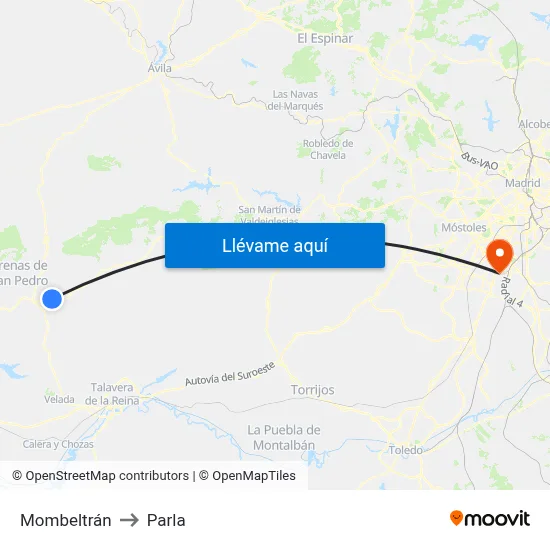 Mombeltrán to Parla map